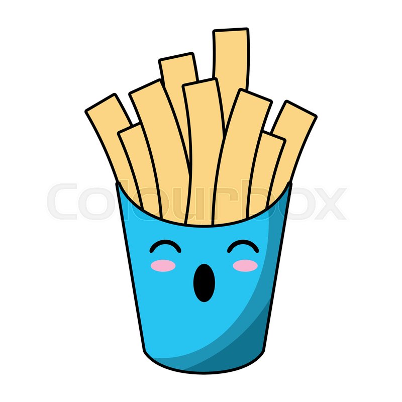 800x800 Kawaii French Fries Fast Food Vector Stock Vector Colourbox
