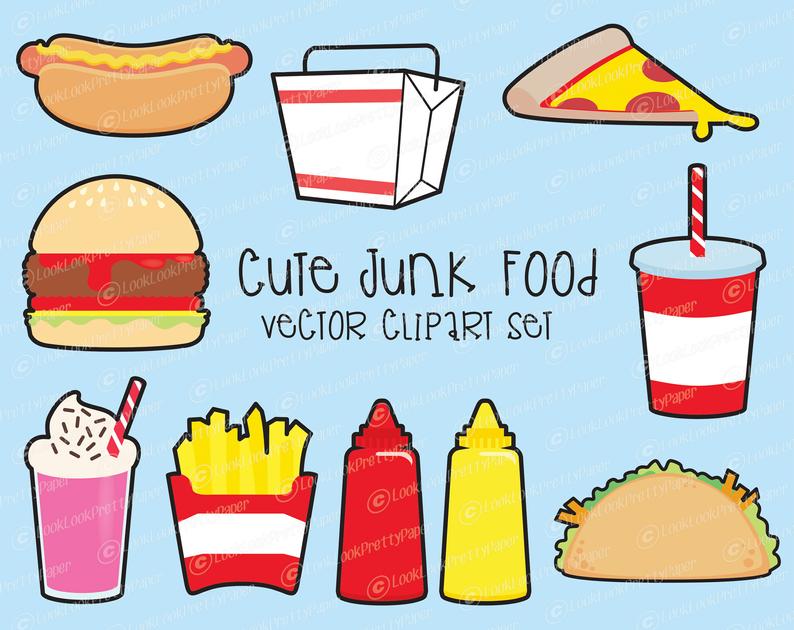 794x630 Premium Vector Clipart Kawaii Junk Food Clipart Kawaii Etsy
