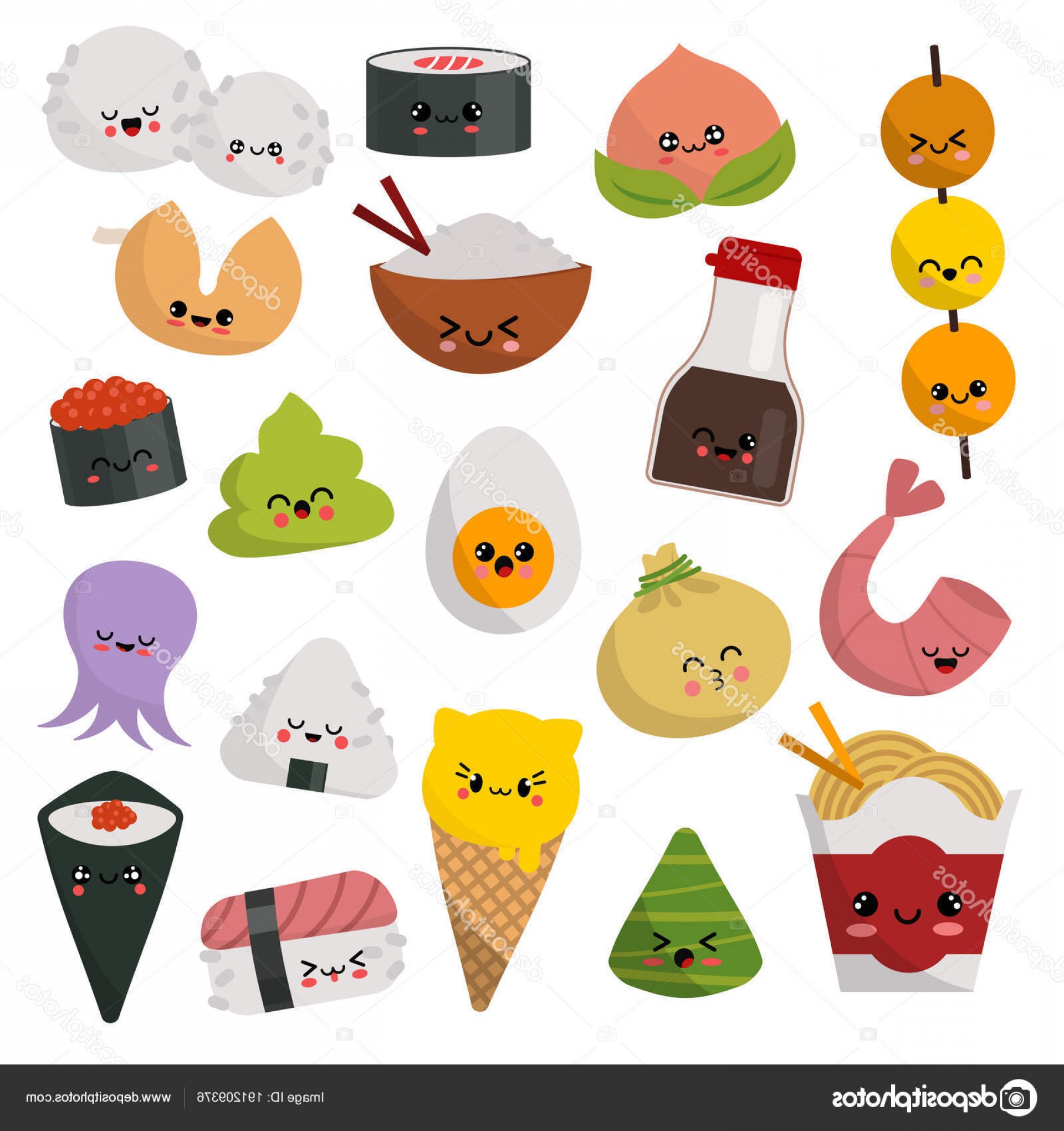 1920x2040 Stock Illustration Kawaii Food Vector Emoticon Japanese Soidergi