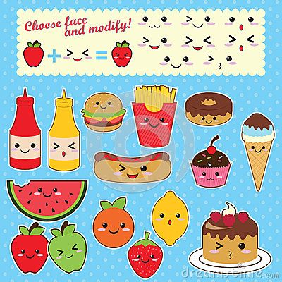 400x400 Vector Kawaii Food Set Cute Food Artwork In Kawaii
