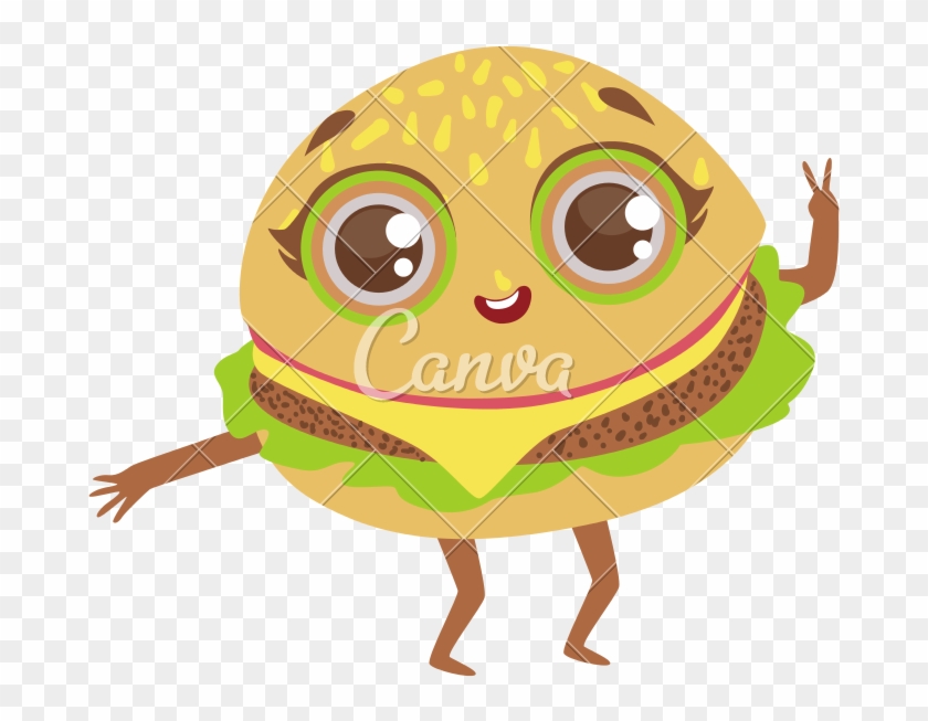 840x653 Kawaii Burger Cartoon