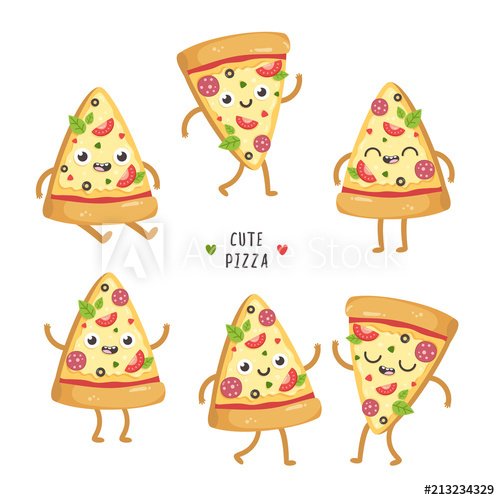 500x500 Illustrations Of Cute Cartoon Pizza Slices Kawaii Vector
