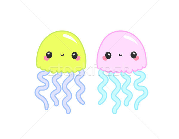 600x467 Kawaii Vector Rose Pink Jellyfish, Japanese And Korean Cute Style