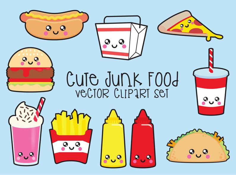 794x591 Premium Vector Clipart Kawaii Junk Food Clipart Kawaii Etsy