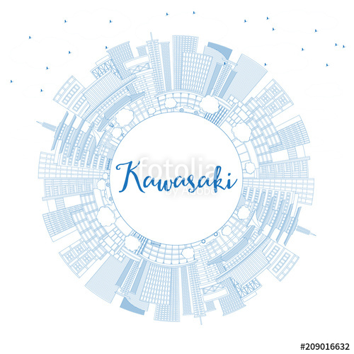 Outline Kawasaki Japan City Skyline With Blue Buildings And Copy 500x500 Outline Kawasaki Japan City Skyline With Blue Buildings And Copy