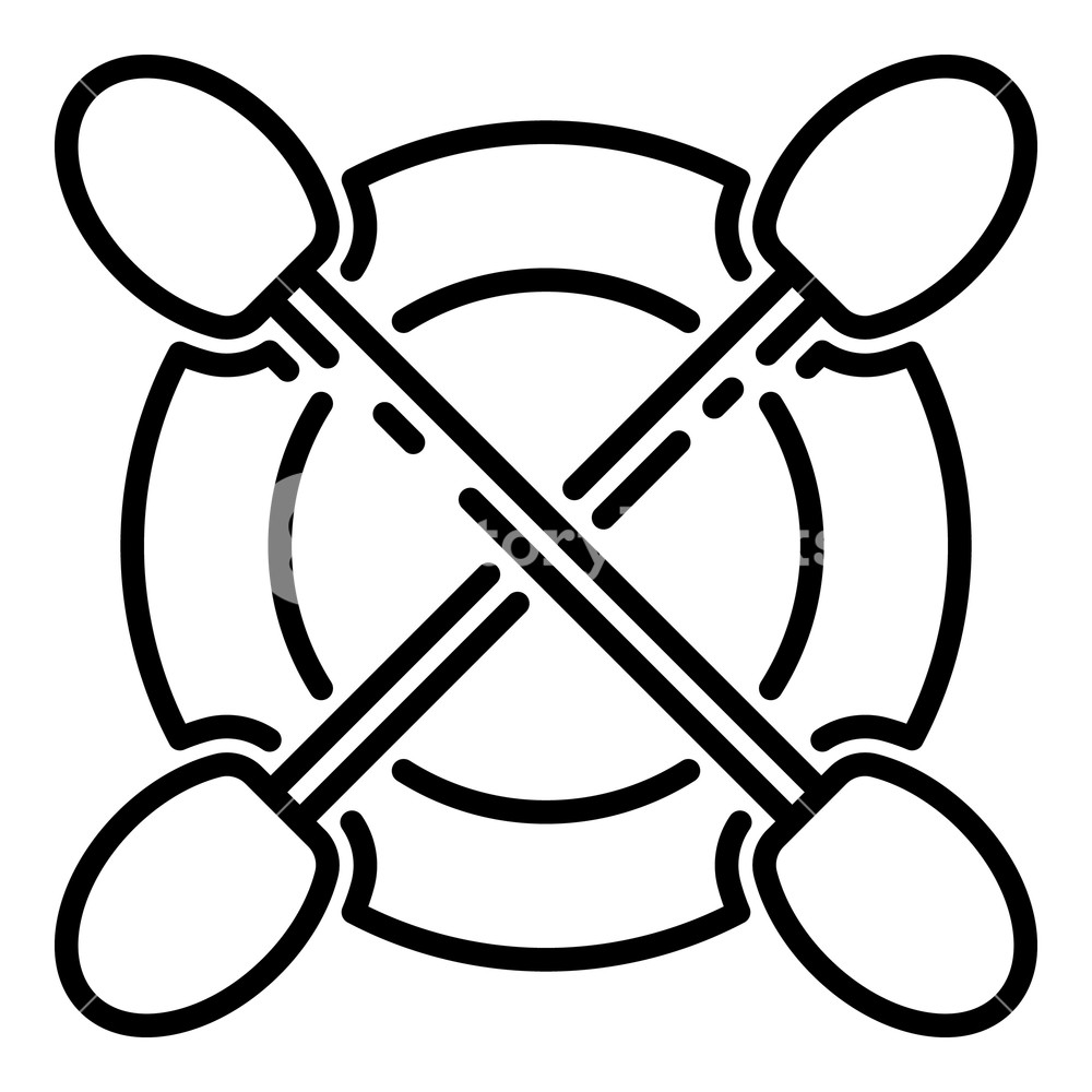 1000x1000 Crossed Kayak Paddles Icon Outline Crossed Kayak Paddles Vector