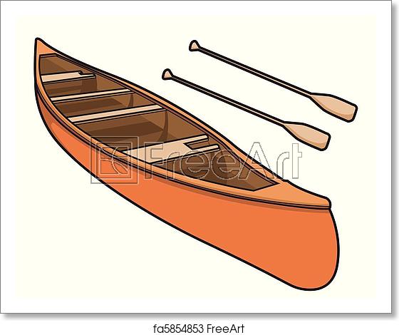 560x470 Free Art Print Of Canoe With Paddle In Vector Illustration Kayak