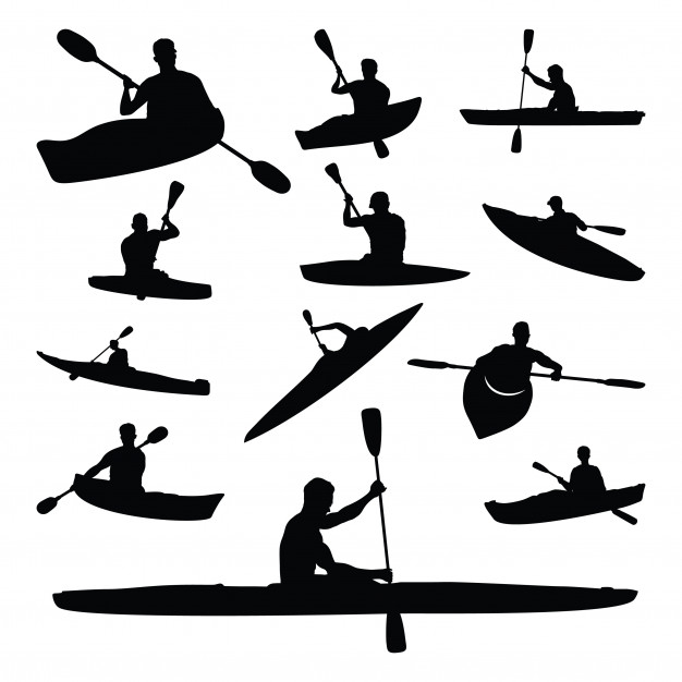 626x626 Kayak Boat Water Sport Silhouette Set Vector Premium Download