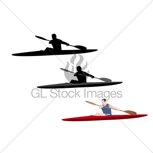 500x500 Kayaking Silhouette And Illustration Gl Stock Images