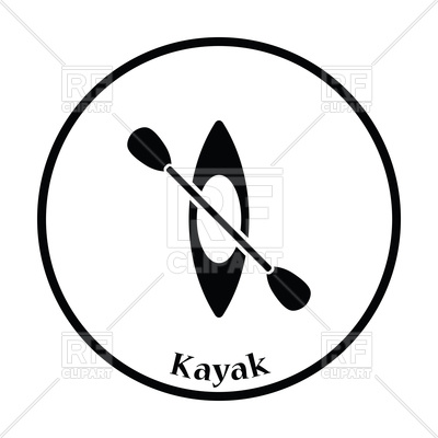 400x400 Thin Circle Design Of Kayak And Paddle Icon Vector Image