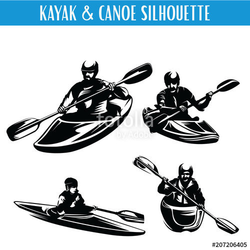 500x500 Canoe Or Kayaking Silhouette Template Set Stock Image And Royalty