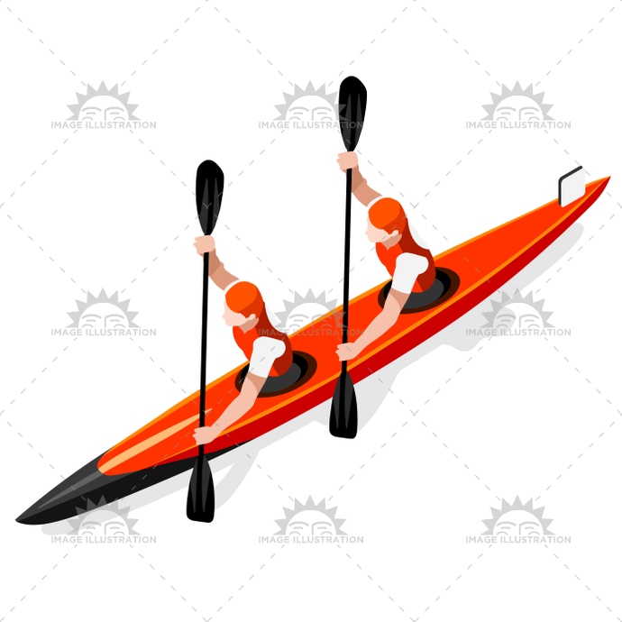 690x690 Kayak Sprint Doubles Sports Vector Illustration