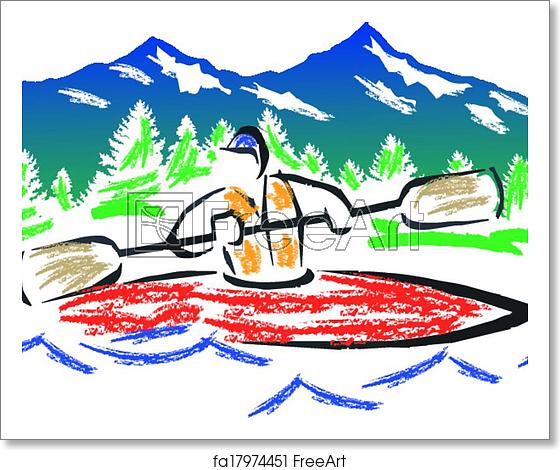 560x470 Free Art Print Of Crayon Kayak Vector Fast Water Paddler In Kayak