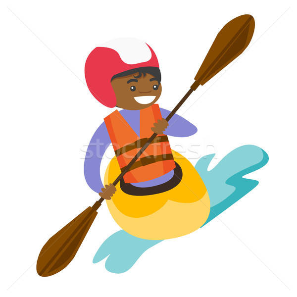 600x600 Young Black Woman Riding A Kayak Vector Illustration Andrei