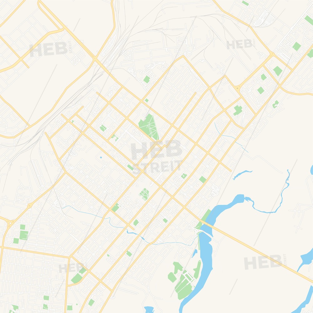 1000x1000 Kostanay, Kazakhstan Vector Map