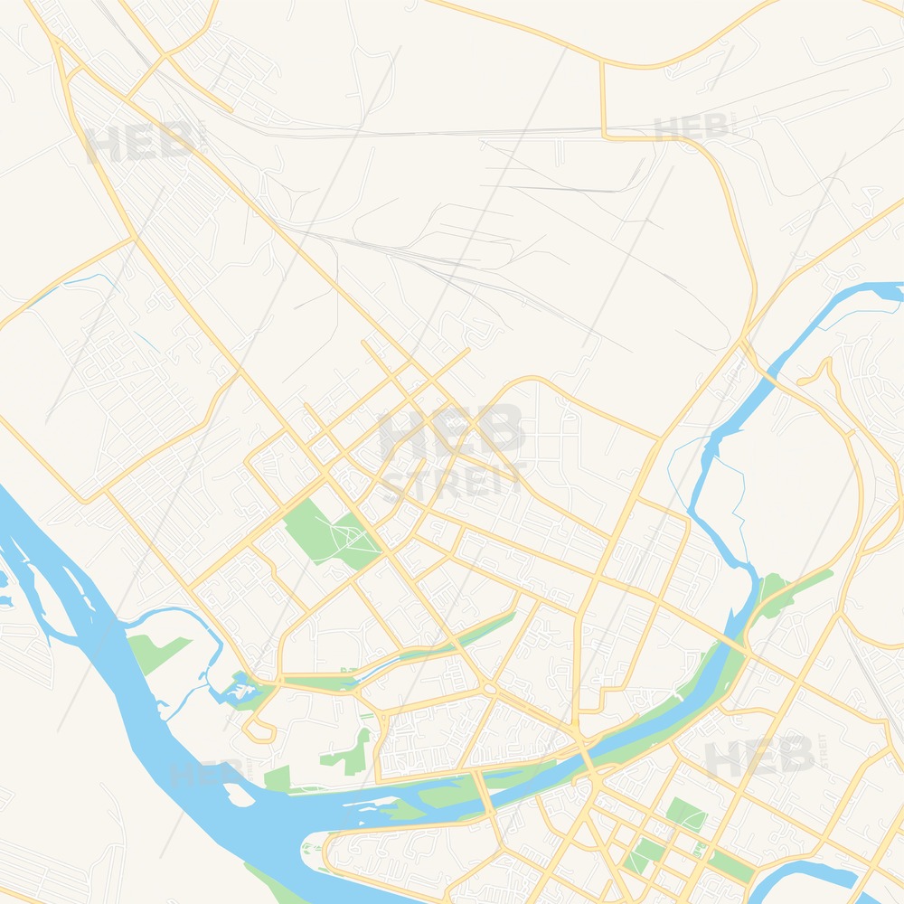 1000x1000 Oskemen, Kazakhstan Vector Map