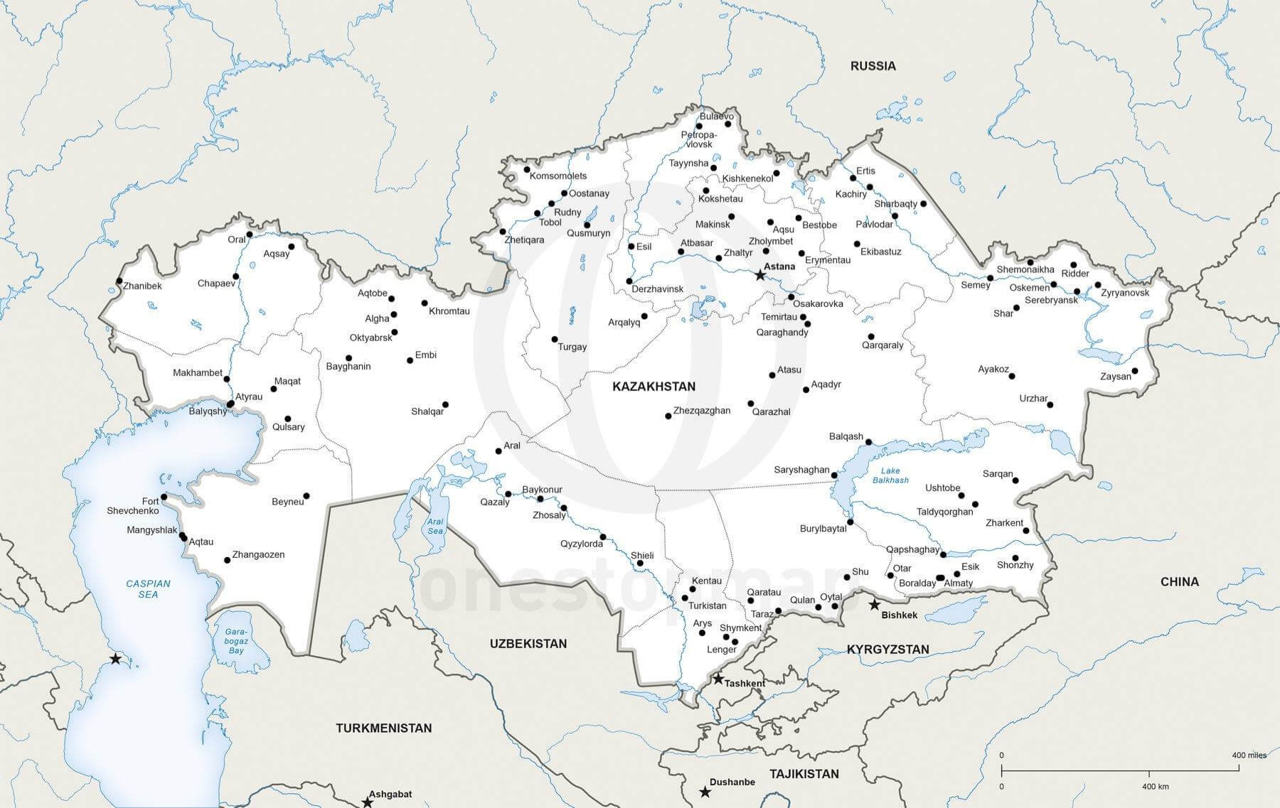1800x1137 Vector Map Of Kazakhstan Political One Stop Map