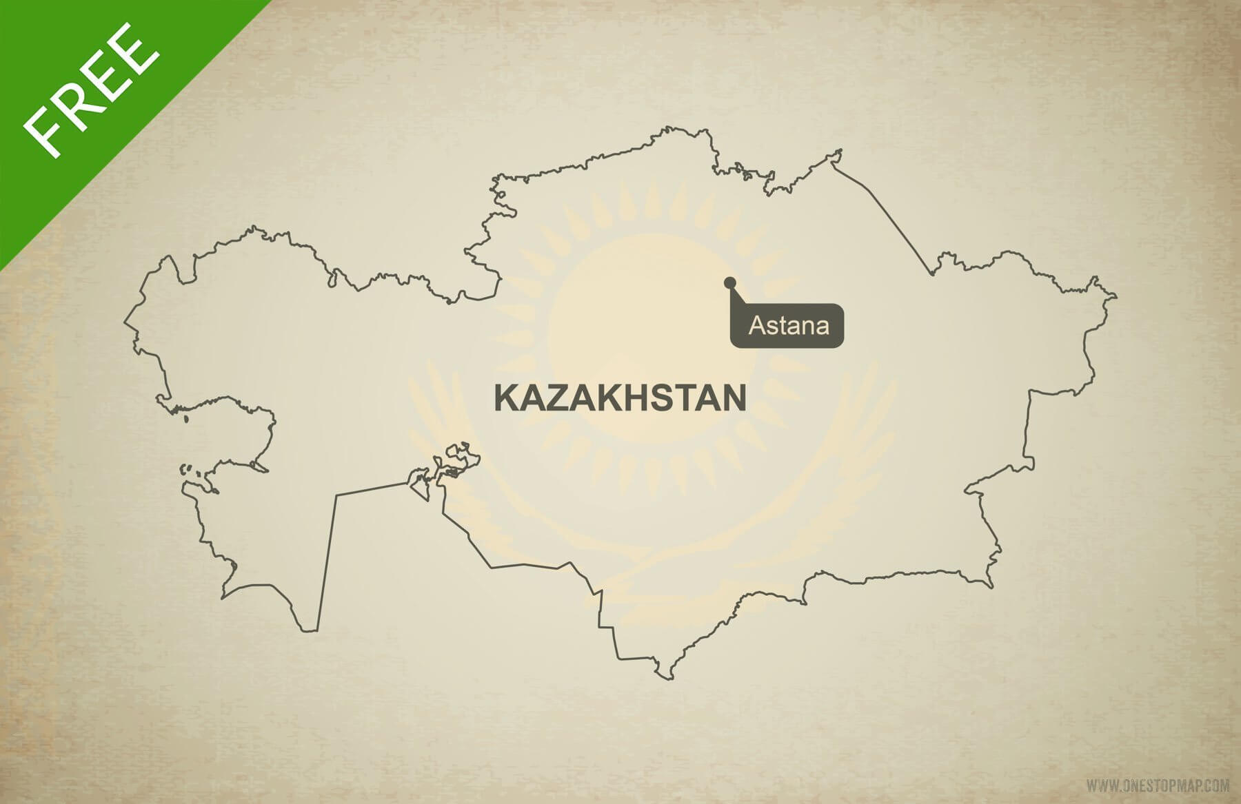 1800x1167 Free Vector Map Of Kazakhstan Outline One Stop Map