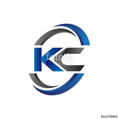 500x500 Simple Modern Initial Logo Vector Circle Swoosh Kc Stock Image