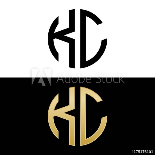 500x500 Kc Initial Logo Circle Shape Vector Black And Gold