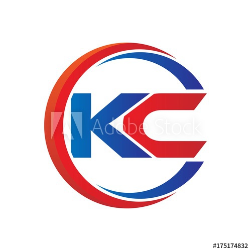 500x500 Kc Logo Vector Modern Initial Swoosh Circle Blue And Red