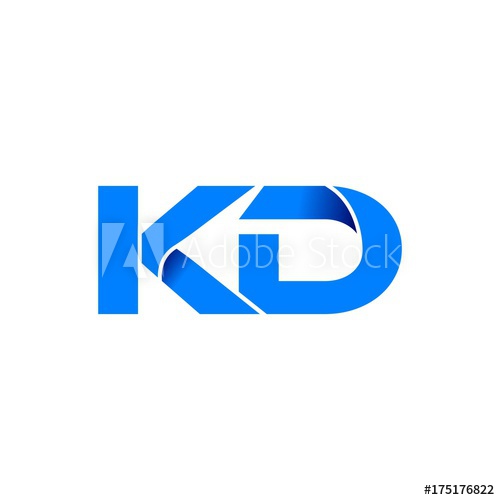500x500 Kd Logo Initial Logo Vector Modern Blue Fold Style