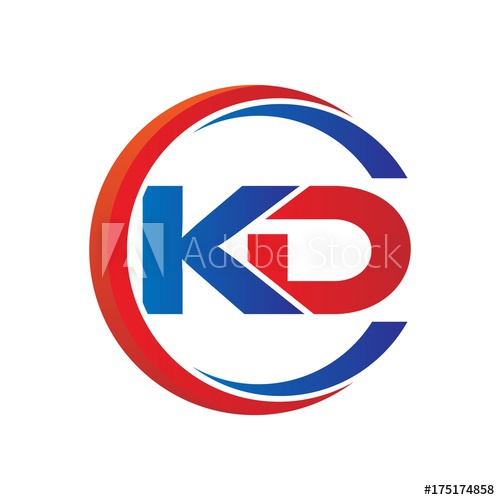 500x500 Kd Logo Vector Modern Initial Swoosh Circle Blue And Red