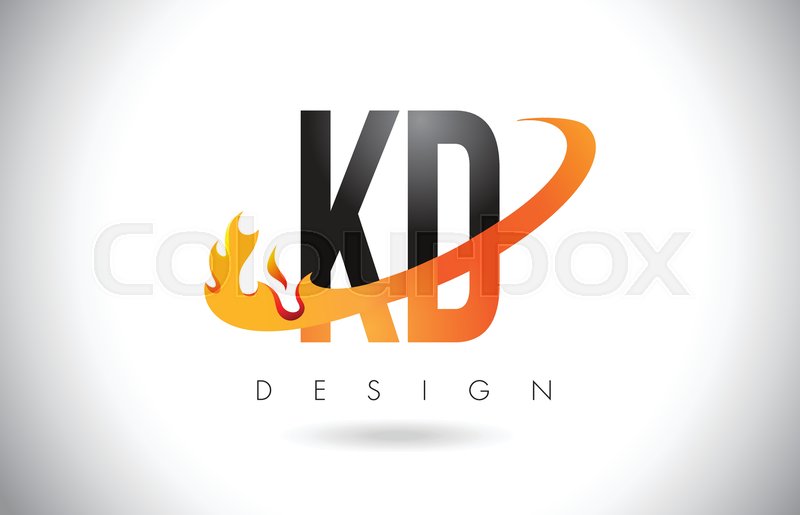 800x515 Kd K D Letter Logo Design With Fire Stock Vector Colourbox