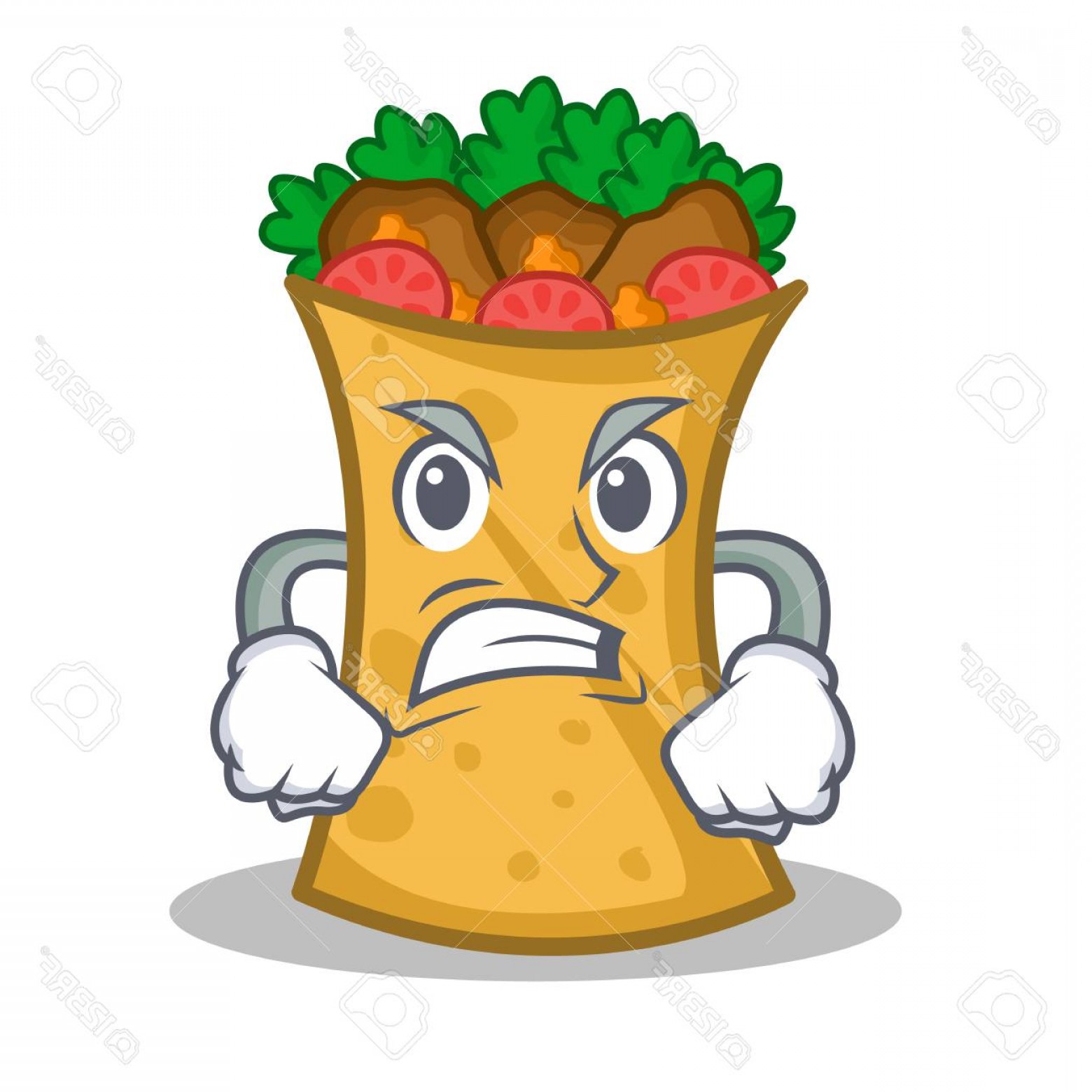 1560x1560 Photostock Vector Angry Kebab Wrap Character Cartoon Vector