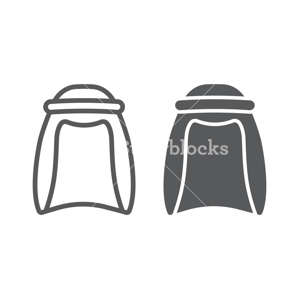 1000x1000 Keffiyeh Line And Glyph Icon, Arabic And Clothes, Arab Wear Sign