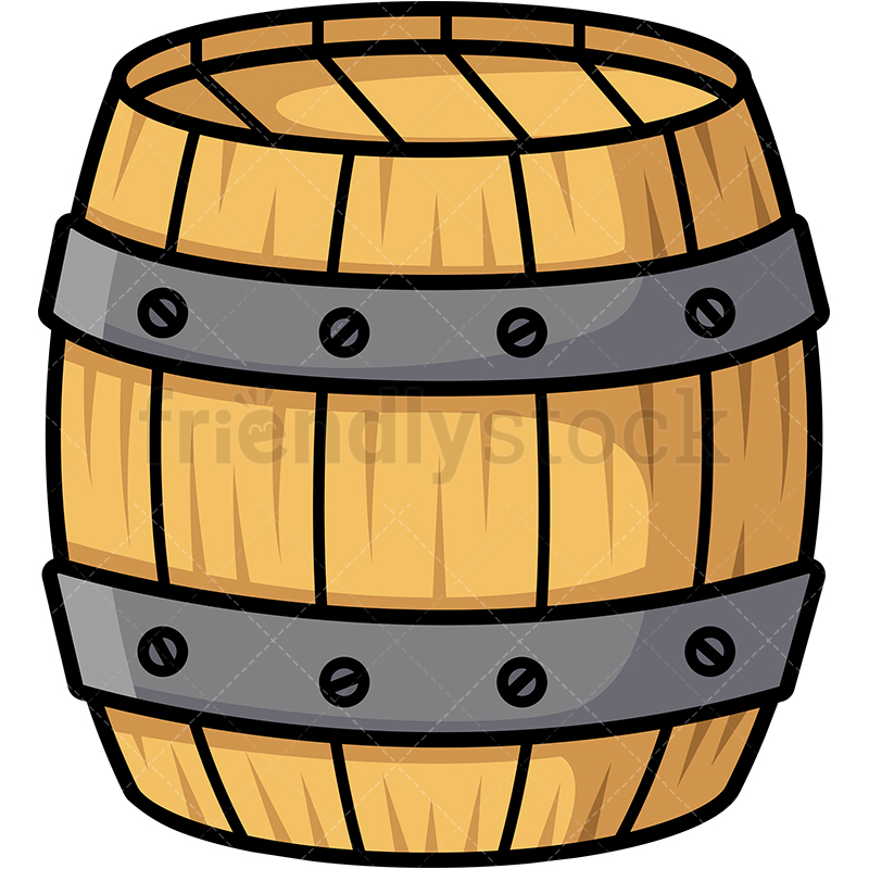 Wooden Barrel Cartoon Clipart Vector. 