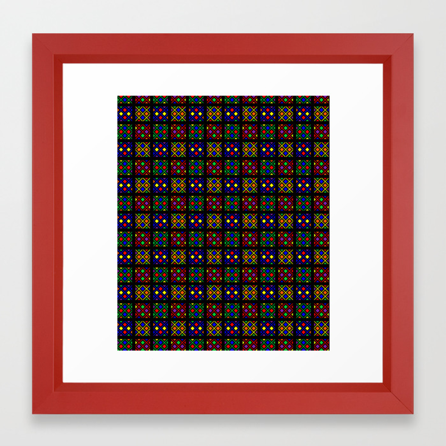 1500x1500 Kente Cloth Ankara Stained Glass Pattern Framed Art Print