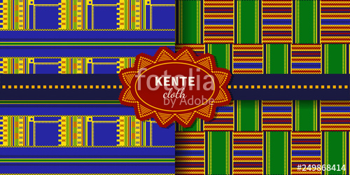 500x250 Set Of Tribal Seamless Patterns Cloth Kente Stock Image