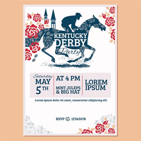 490x490 Kentucky Derby Party Invitation Classic Style With Rose