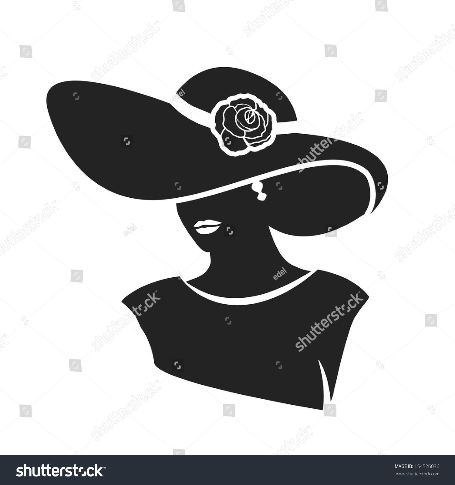 1500x1600 Beautiful Female Face With Hat Black Silhouette Icon Vector