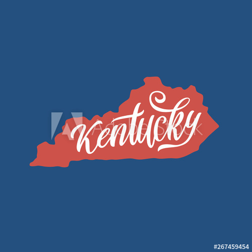 500x500 Kentucky Hand Drawn Usa State Name Inside State Silhouette