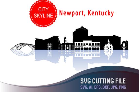 570x380 Newport City Kentucky Vector Skyline Newport Silhouette Etsy