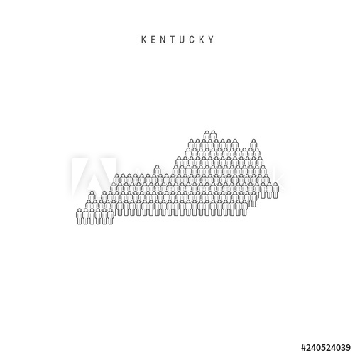 500x500 Vector People Map Of Kentucky, Us State Stylized Silhouette