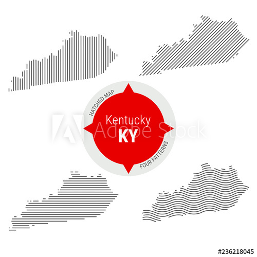 500x500 Hatched Pattern Vector Map Of Kentucky Stylized Simple Silhouette