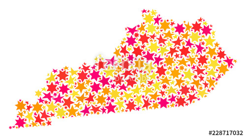 500x281 Map Of Kentucky State Composed With Colored Flat Stars Vector