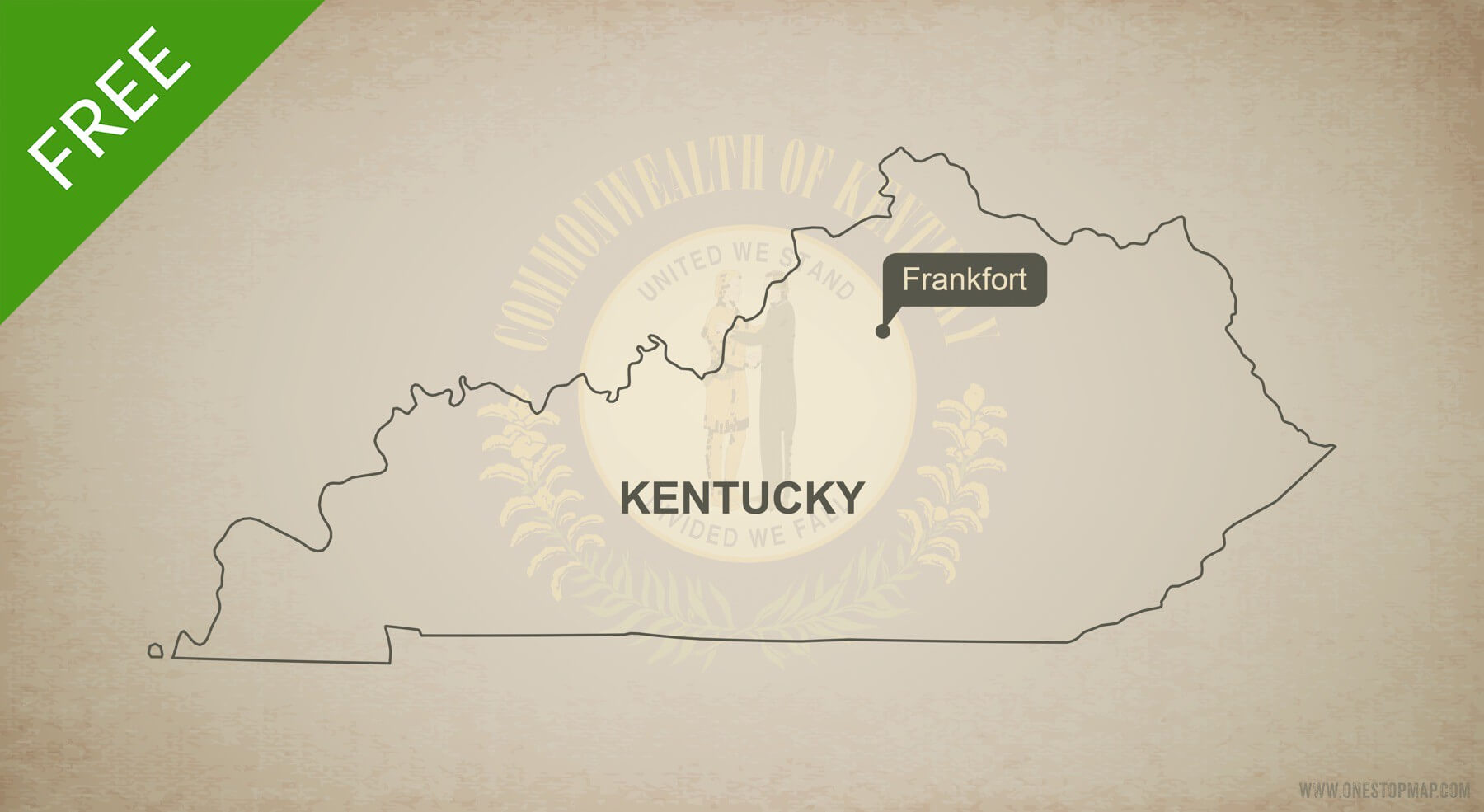 1800x985 Free Vector Map Of Kentucky Outline One Stop Map