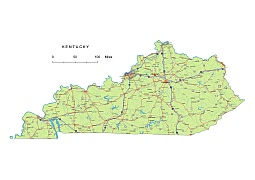 255x180 Preview Of Kentucky State Vector Road Map