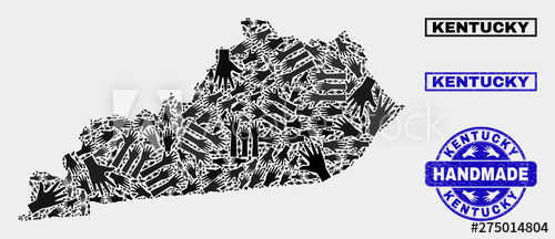 500x216 Vector Handmade Composition Of Kentucky State Map And Rubber Stamp