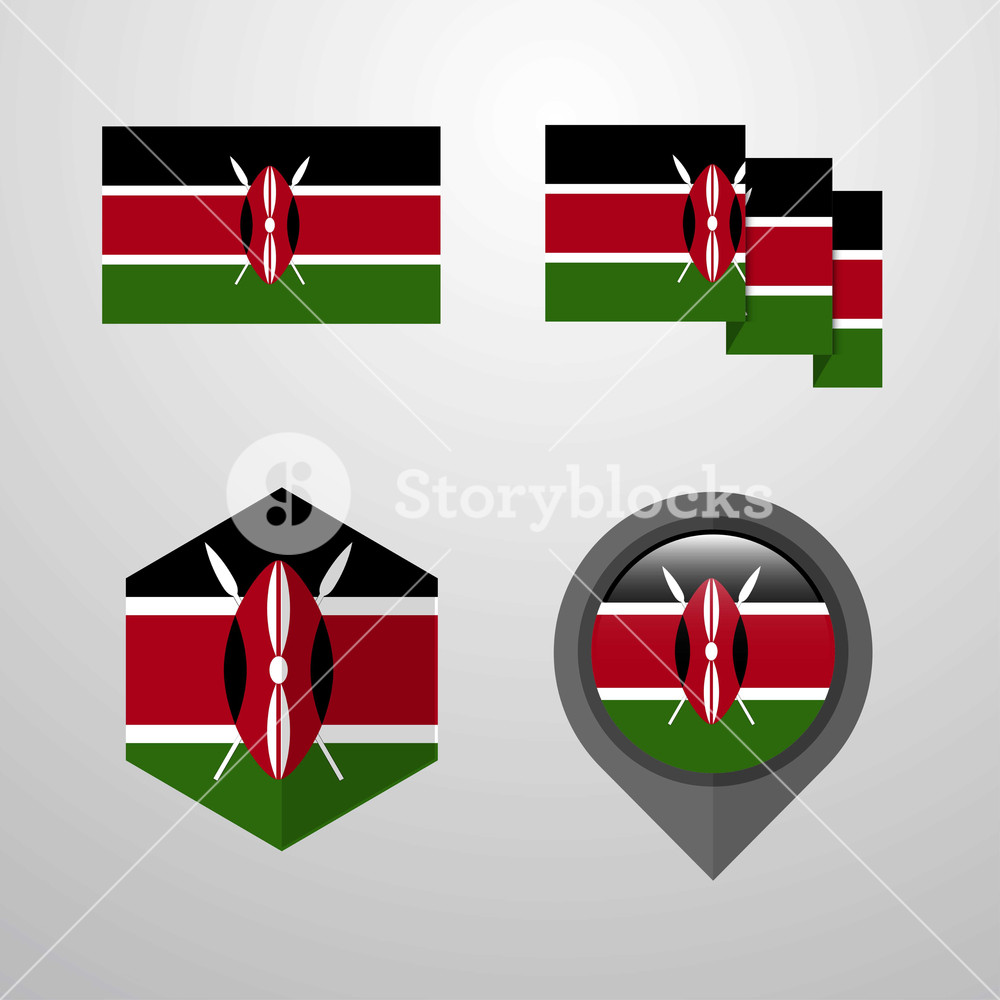 Kenya Flag Design Set Vector Royalty Free Stock Image 1000x1000 Kenya Flag Design Set Vector Royalty Free Stock Image