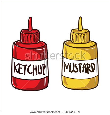 450x470 Cartoon Ketchup And Mustard On Bottle Vector Illustration Free