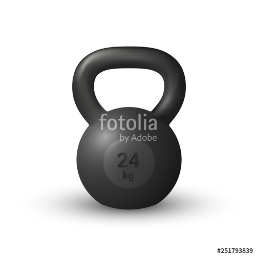 500x500 Beautiful Realistic Black Iron Cast Kettlebell Vector Isolated