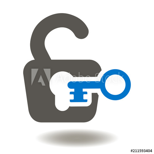 500x500 Padlock Open Key Icon Vector Access Unlock Illustration Lock