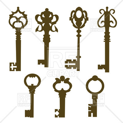 Silhouettes Of Vintage Elegant Door Keys With Ornate, Beautiful 400x400 Silhouettes Of Vintage Elegant Door Keys With Ornate, Beautiful