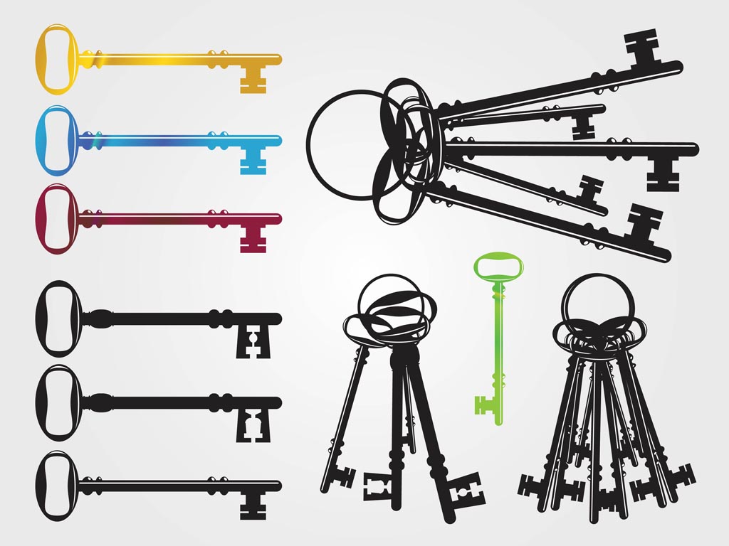 1024x768 Vintage Keys Vector Art Graphics