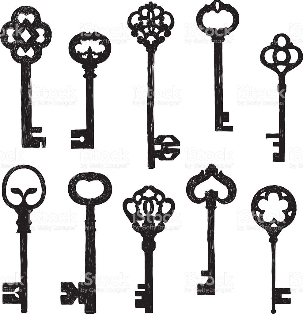 989x1024 Set Of Sketch Old Keys Vector Bujo! Key